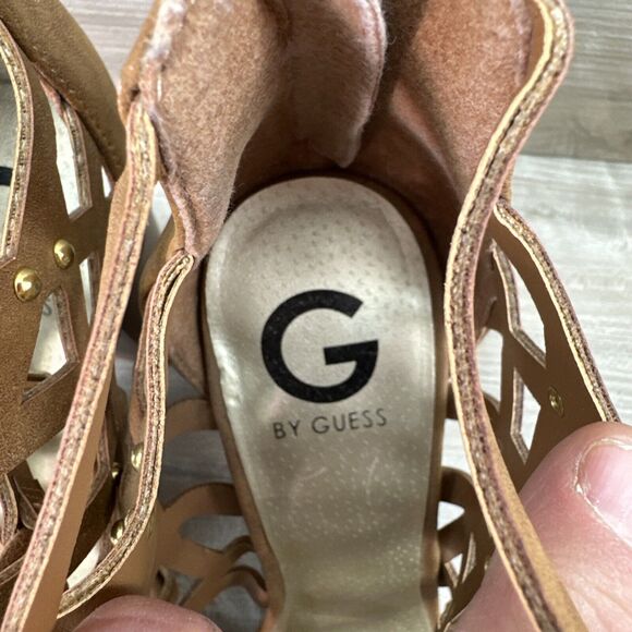 G by GUESS Women's Juto Lace-Up Block-Heel Sandal Tan Size 10M - Picture 11 of 15